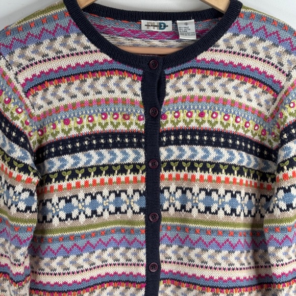 VTG 90s Paul Harris Design 3D Knit Cardigan S Rainbow Floral Boho Cottage Granny - Picture 2 of 9